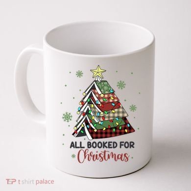 All Booked For Christmas Funny Christmas Book Tree Coffee Mug