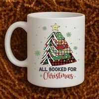 All Booked For Christmas Funny Christmas Book Tree Coffee Mug thumb 2