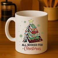 All Booked For Christmas Funny Christmas Book Tree Coffee Mug thumb 4