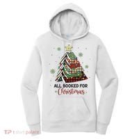 All Booked For Christmas Funny Christmas Book Tree Women's Hoodie thumb 0