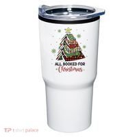 All Booked For Christmas Funny Christmas Book Tree Tumbler thumb 0