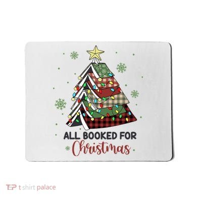 All Booked For Christmas Funny Christmas Book Tree Mousepad