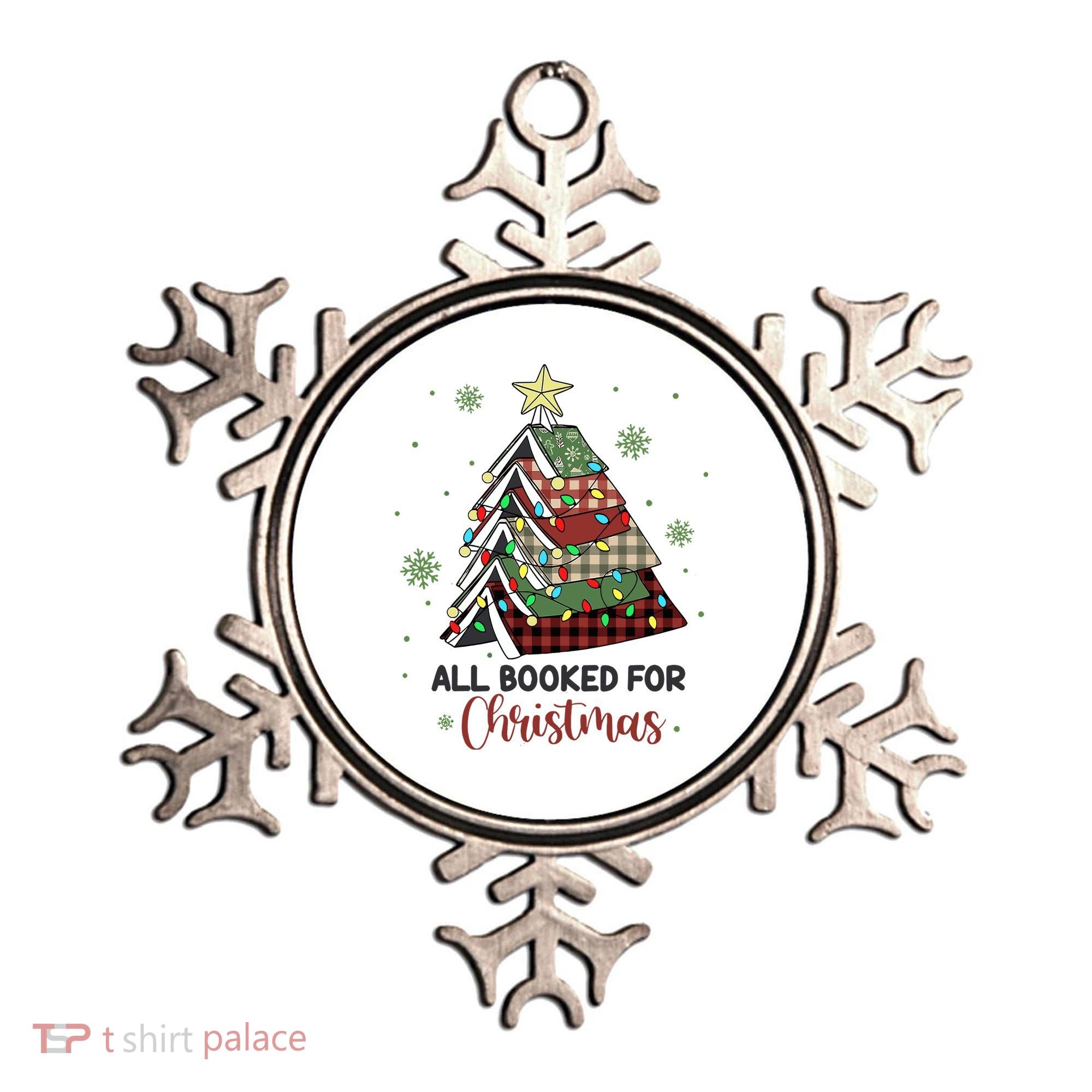 All Booked For Christmas Funny Christmas Book Tree Ornament