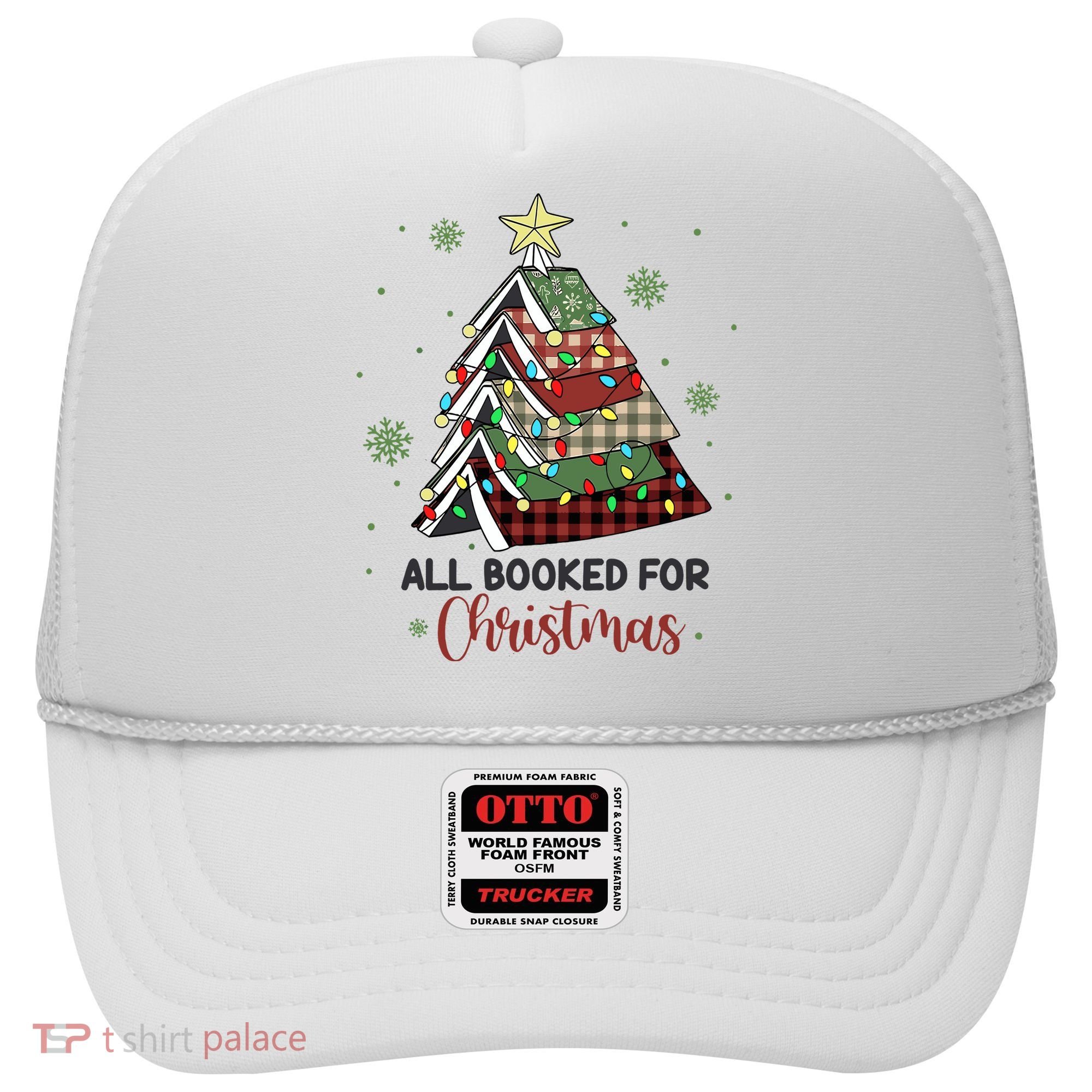 All Booked For Christmas Funny Christmas Book Tree Hat