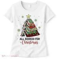 All Booked For Christmas Funny Christmas Book Tree Women's T-Shirt thumb 0