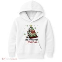 All Booked For Christmas Funny Christmas Book Tree Kids Hoodie thumb 0