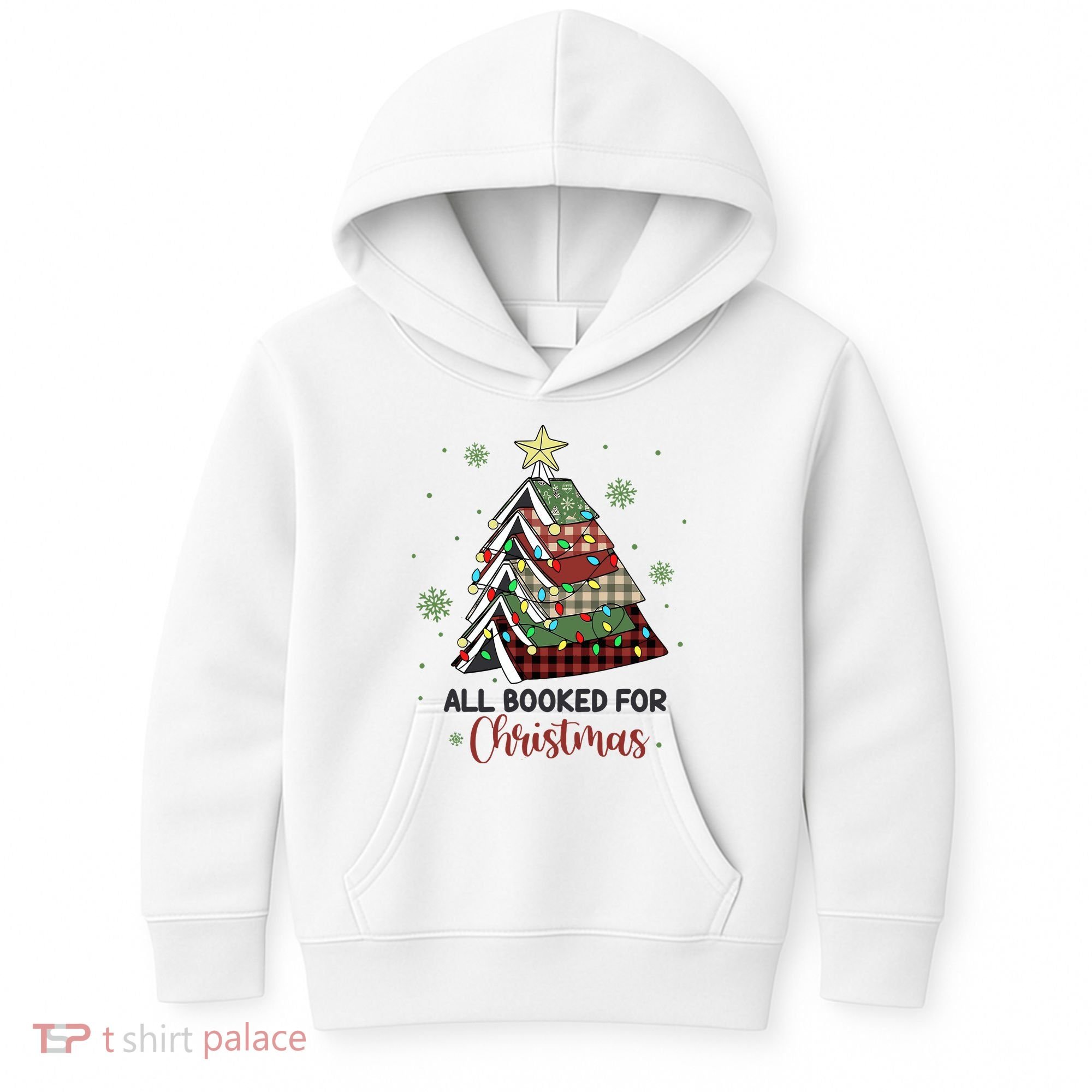 All Booked For Christmas Funny Christmas Book Tree Kids Hoodie