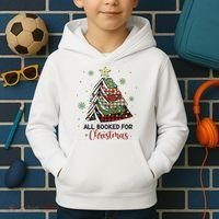 All Booked For Christmas Funny Christmas Book Tree Kids Hoodie thumb 2