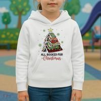 All Booked For Christmas Funny Christmas Book Tree Kids Hoodie thumb 3