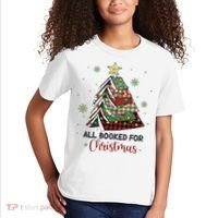 All Booked For Christmas Funny Christmas Book Tree Kids T-Shirt thumb 2