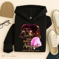 August Birthday Funny Melanin Afro Queen Black Wo Hoodie thumb 4