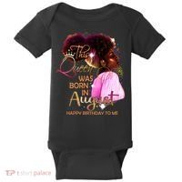 August Birthday Funny Melanin Afro Queen Black Wo Baby Bodysuit thumb 0