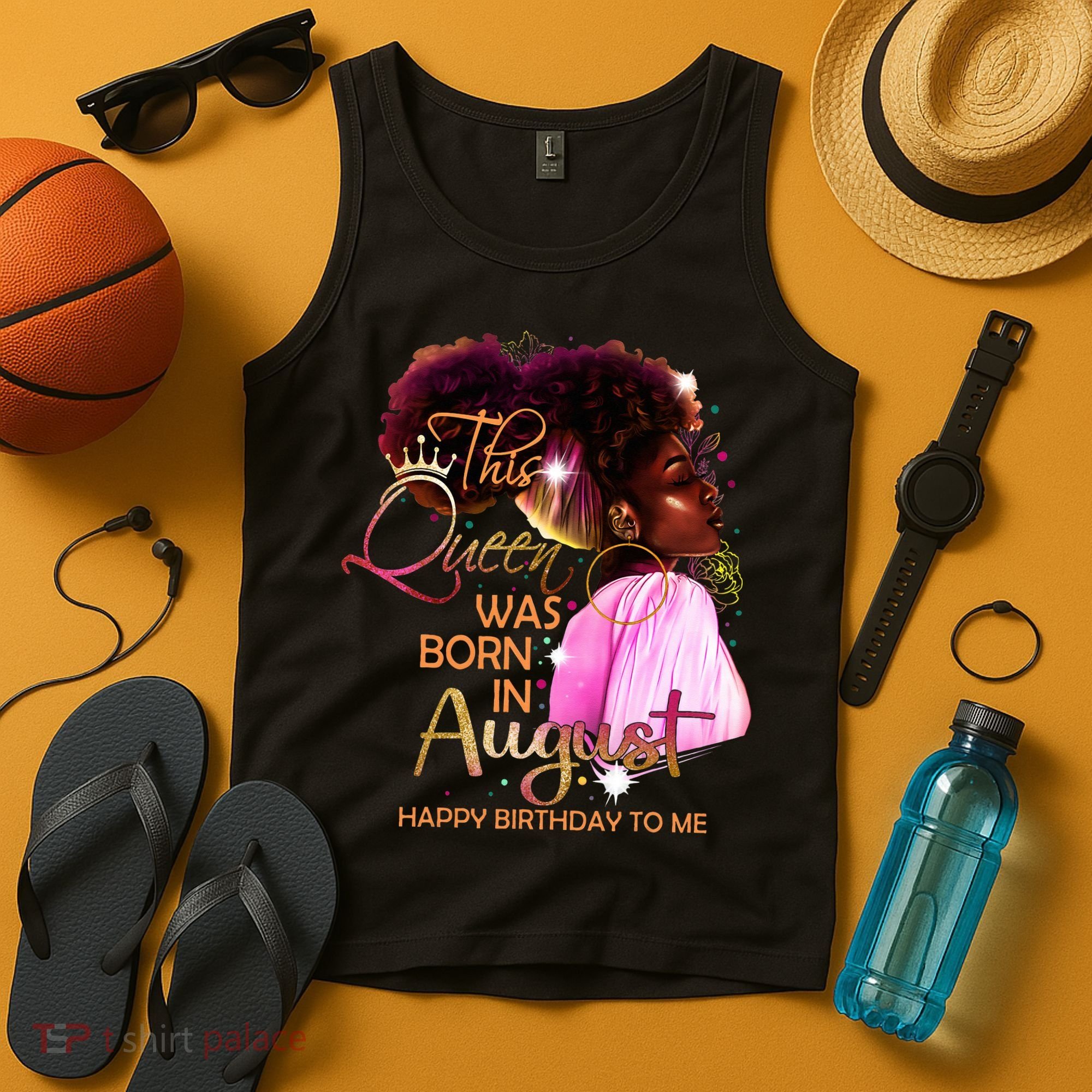 August Birthday Funny Melanin Afro Queen Black Wo Tank Top