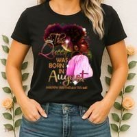 August Birthday Funny Melanin Afro Queen Black Wo Women's T-Shirt thumb 2