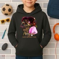 August Birthday Funny Melanin Afro Queen Black Wo Kids Hoodie thumb 2