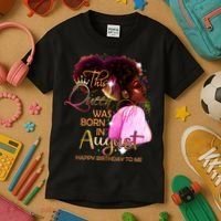August Birthday Funny Melanin Afro Queen Black Wo Kids T-Shirt thumb 3