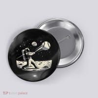 Astronaut Baseball Funny Space Baseball Button thumb 0