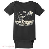 Astronaut Baseball Funny Space Baseball Baby Bodysuit thumb 0