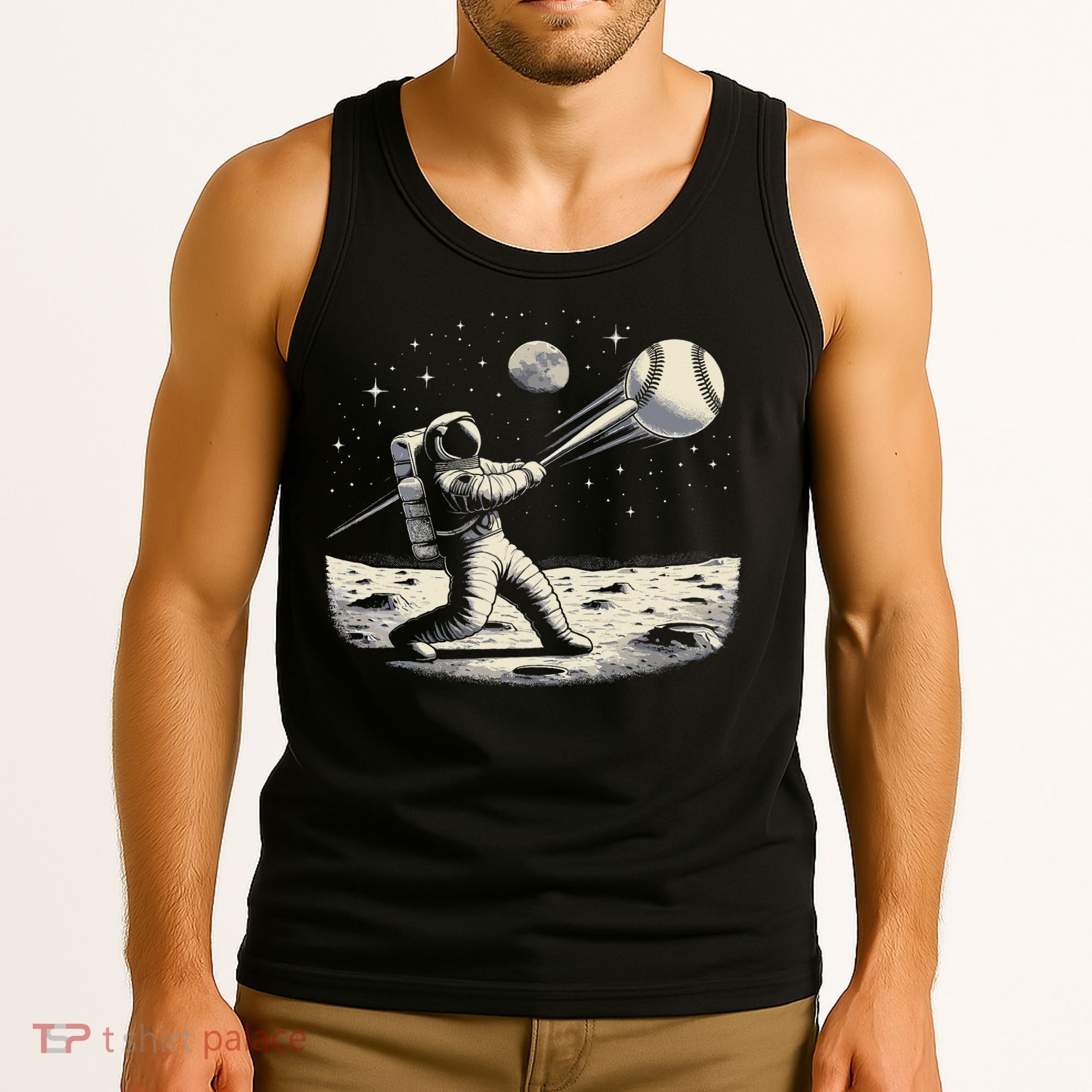 Astronaut Baseball Funny Space Baseball Tank Top