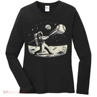 Astronaut Baseball Funny Space Baseball Women's Long Sleeve Shirt thumb 0