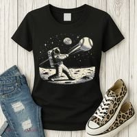 Astronaut Baseball Funny Space Baseball Women's T-Shirt thumb 3