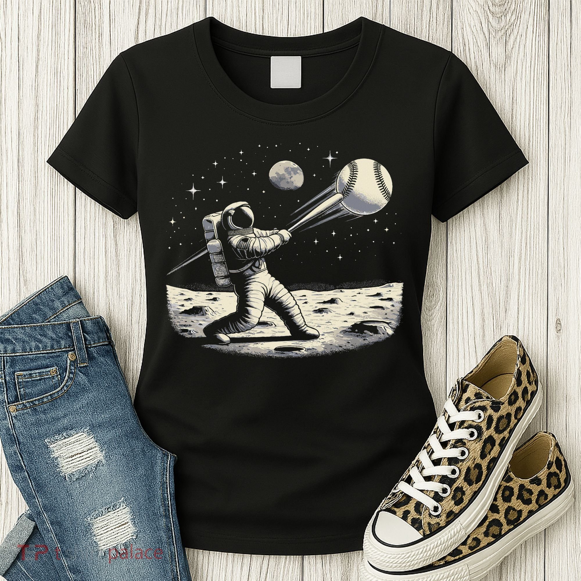 Astronaut Baseball Funny Space Baseball Women's T-Shirt