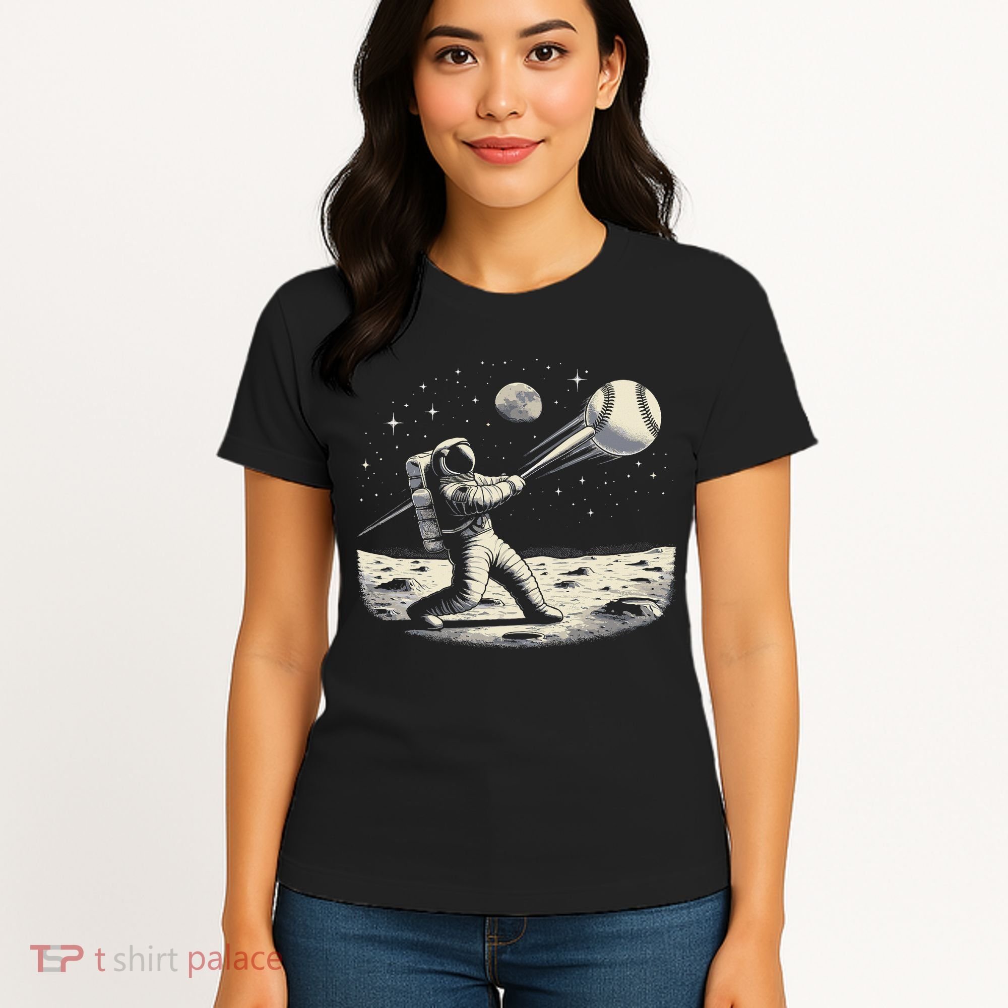Astronaut Baseball Funny Space Baseball Women's T-Shirt