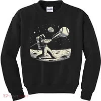 Astronaut Baseball Funny Space Baseball Kids Sweatshirt thumb 0