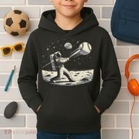 Astronaut Baseball Funny Space Baseball Kids Hoodie thumb 2