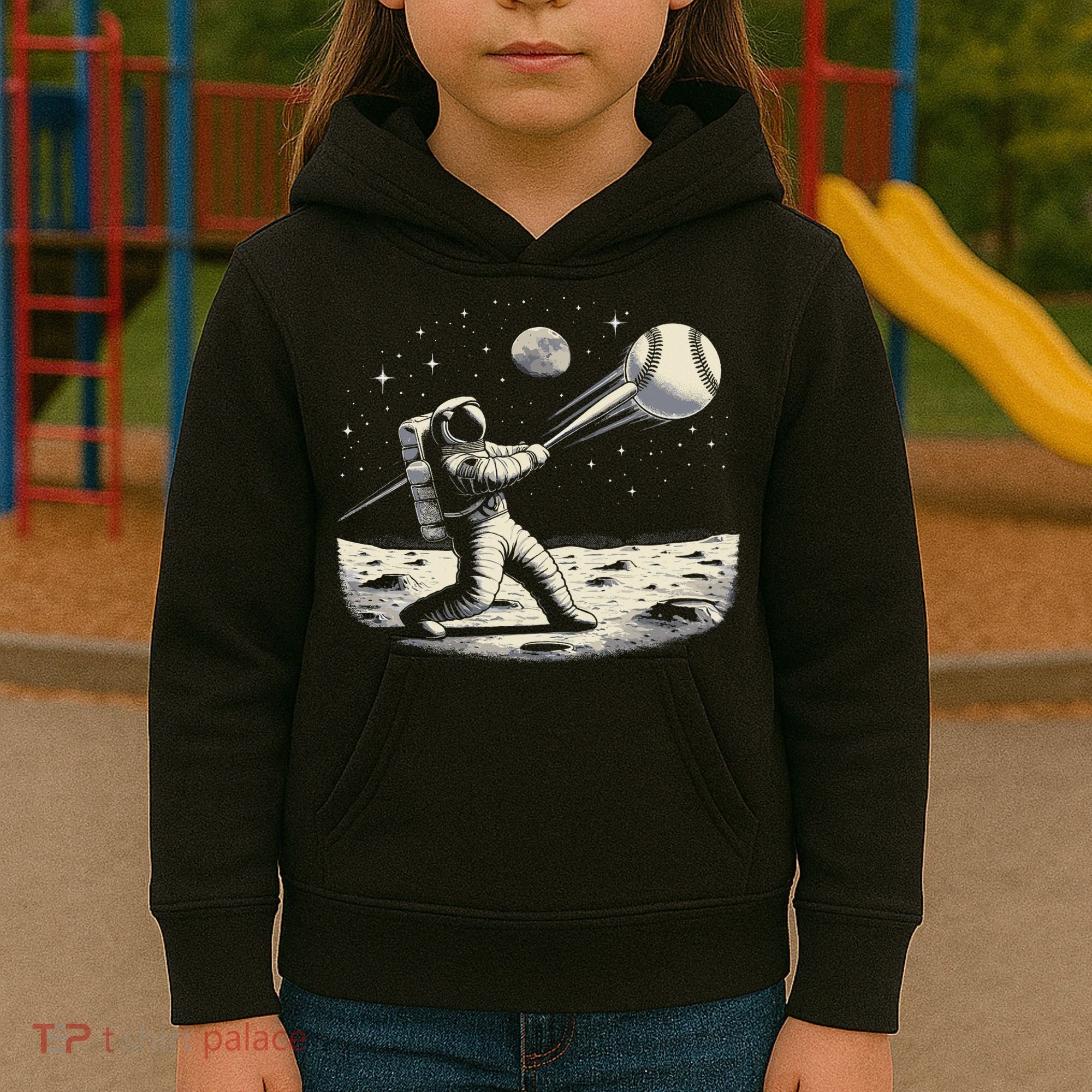 Astronaut Baseball Funny Space Baseball Kids Hoodie