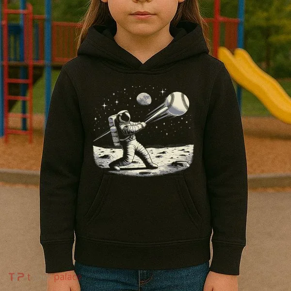 Astronaut Baseball Funny Space Baseball Kids Hoodie