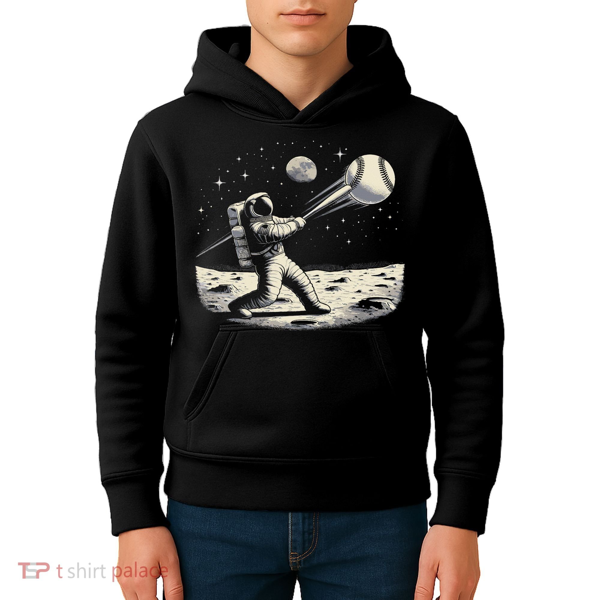 Astronaut Baseball Funny Space Baseball Kids Hoodie