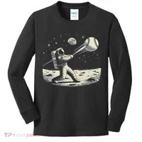 Astronaut Baseball Funny Space Baseball Kids Long Sleeve Shirt thumb 0