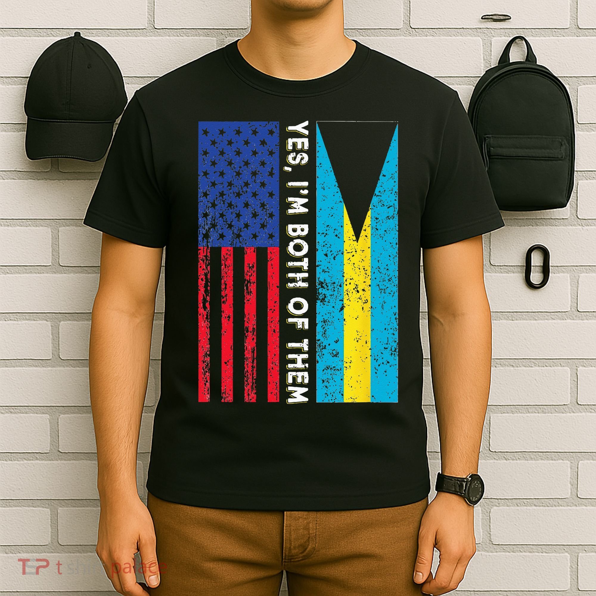 American Bahamian Flag Bahamas Island Flag Bahamian Travel T-Shirt