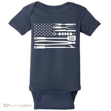 American BBQ Flag Baby Bodysuit