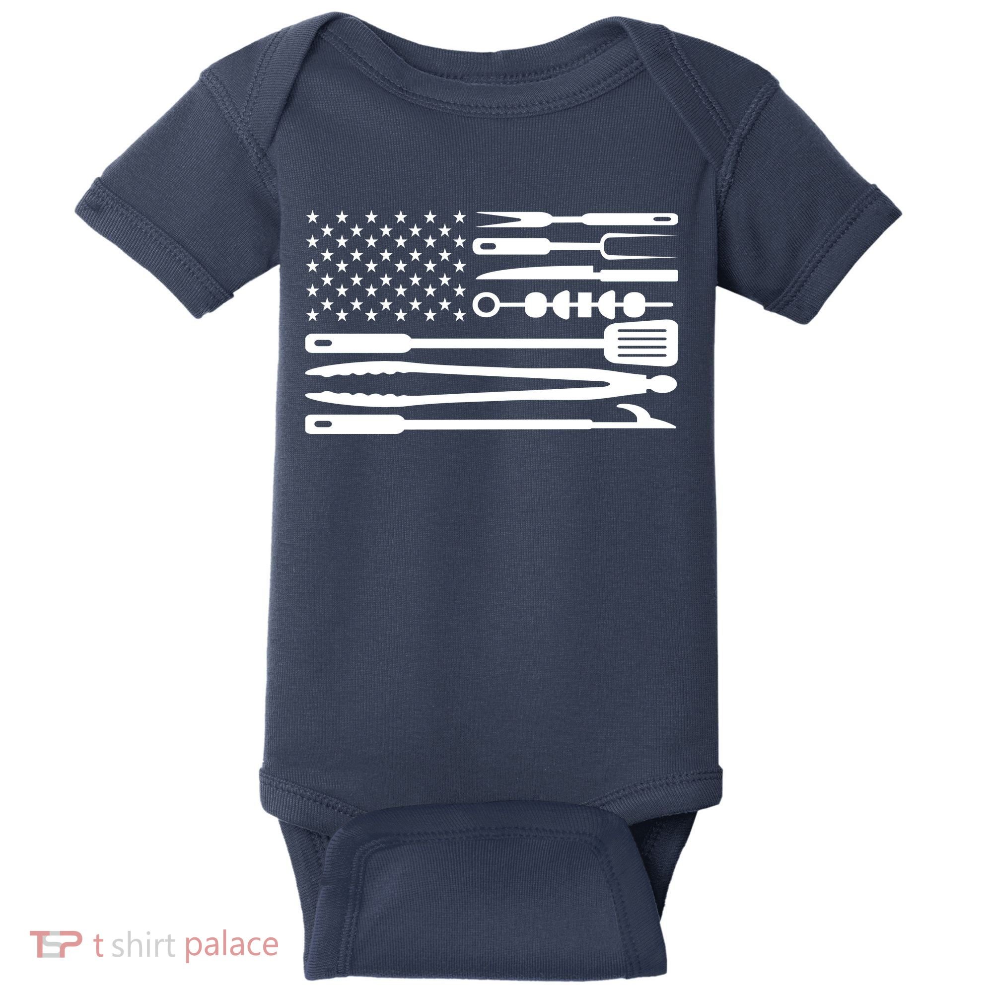 American BBQ Flag Baby Bodysuit