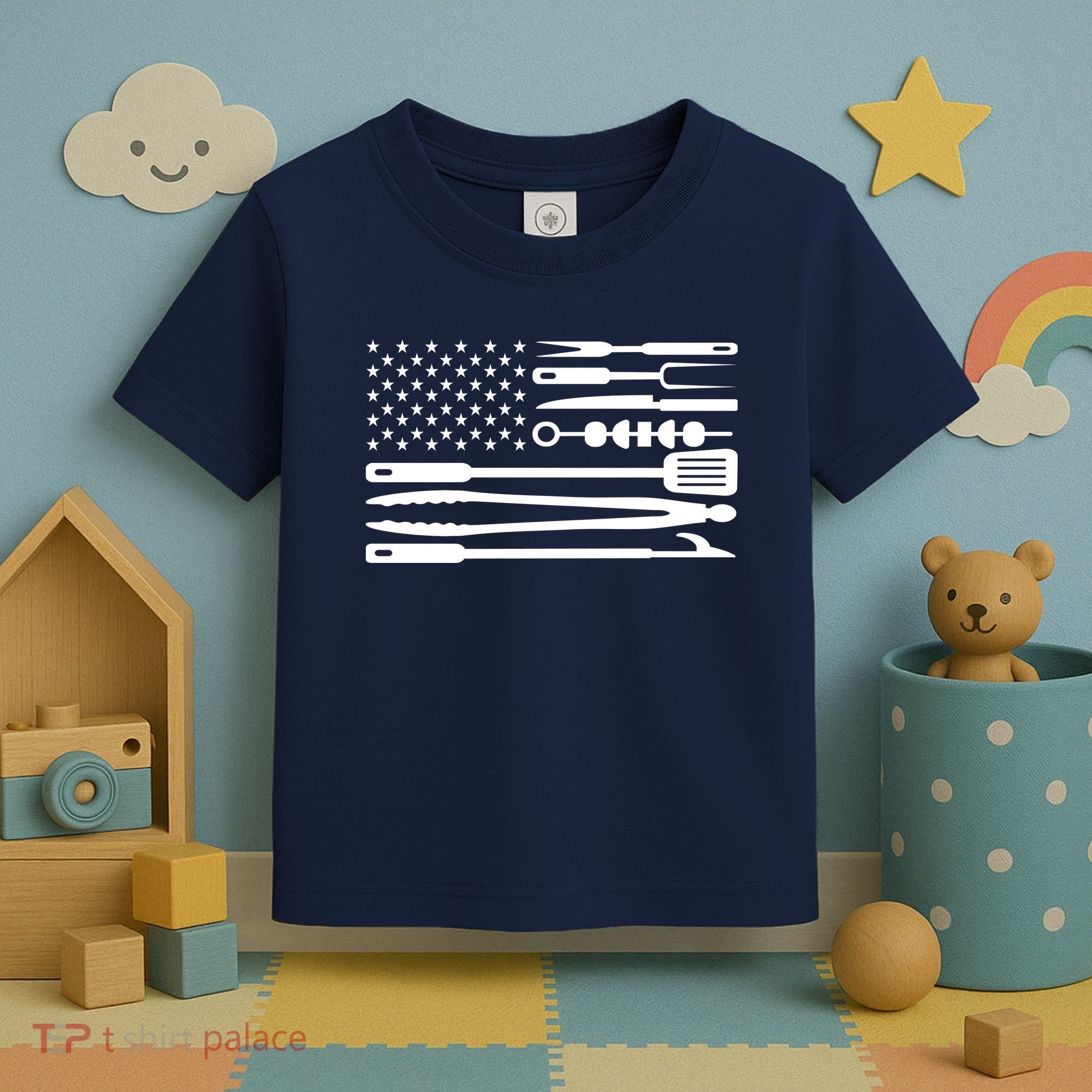 American BBQ Flag Toddler T-Shirt