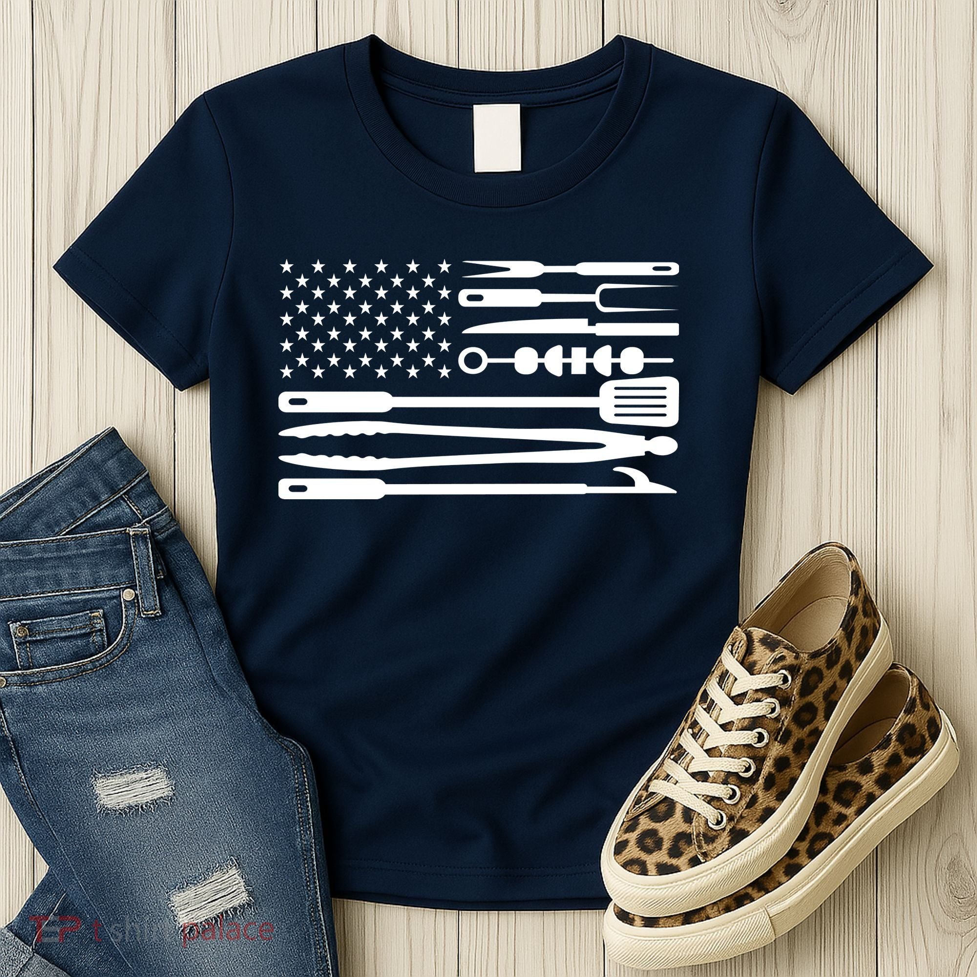 American BBQ Flag Women's T-Shirt