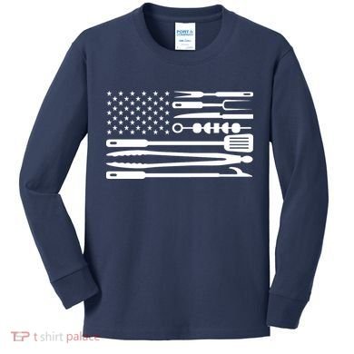 American BBQ Flag Kids Long Sleeve Shirt