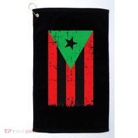 Afro Boricua Flag Funny Puerto Rico Africa Roots Pride Gift Golf Towel thumb 0