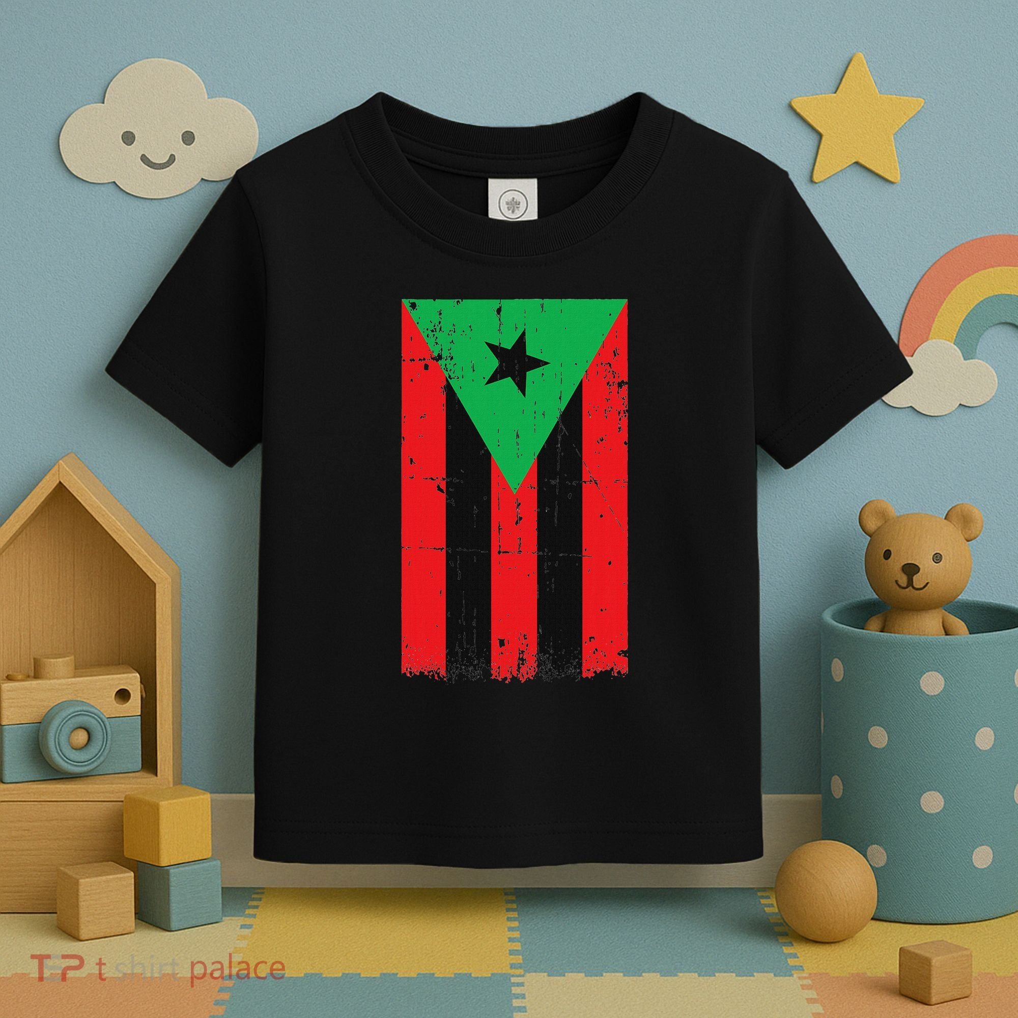Afro Boricua Flag Funny Puerto Rico Africa Roots Pride Gift Toddler T-Shirt