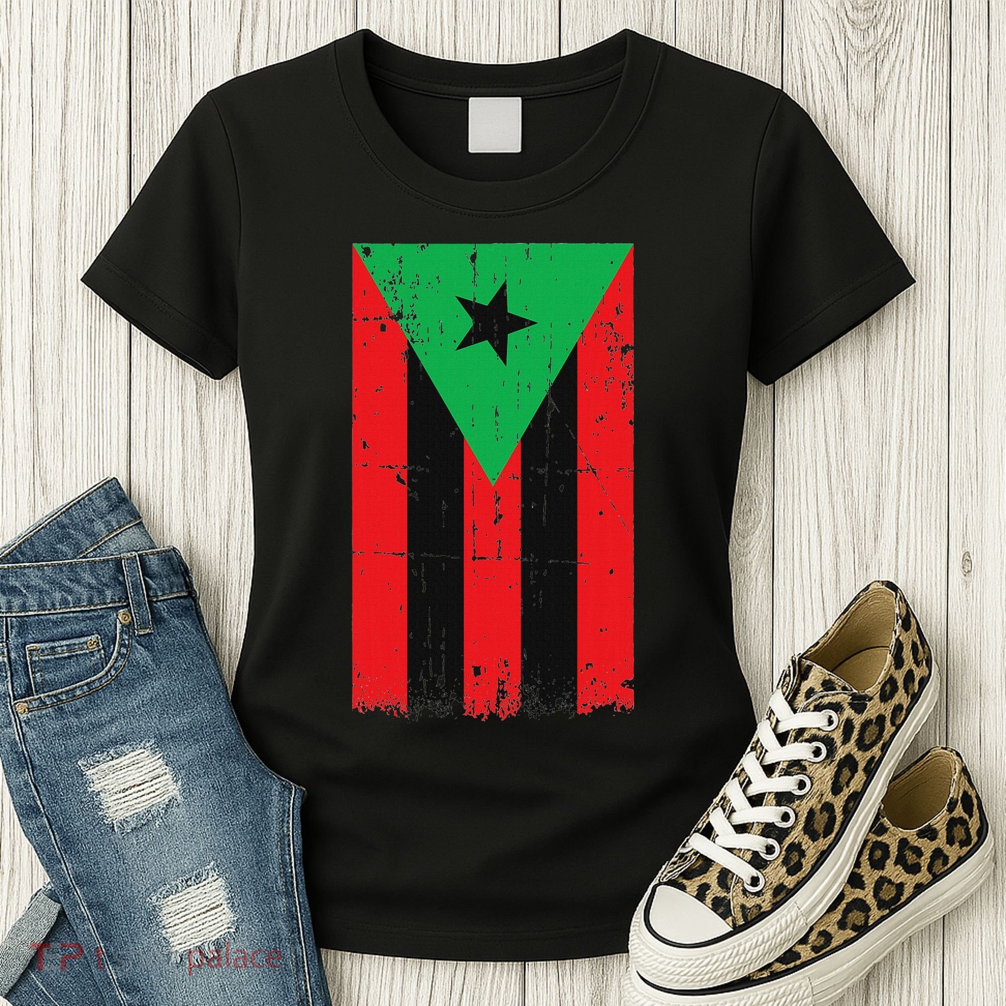 Afro Boricua Flag Funny Puerto Rico Africa Roots Pride Gift Women's T-Shirt