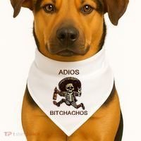 Adios Bichachos Funny Skull USA-Made Doggie Bandana thumb 1