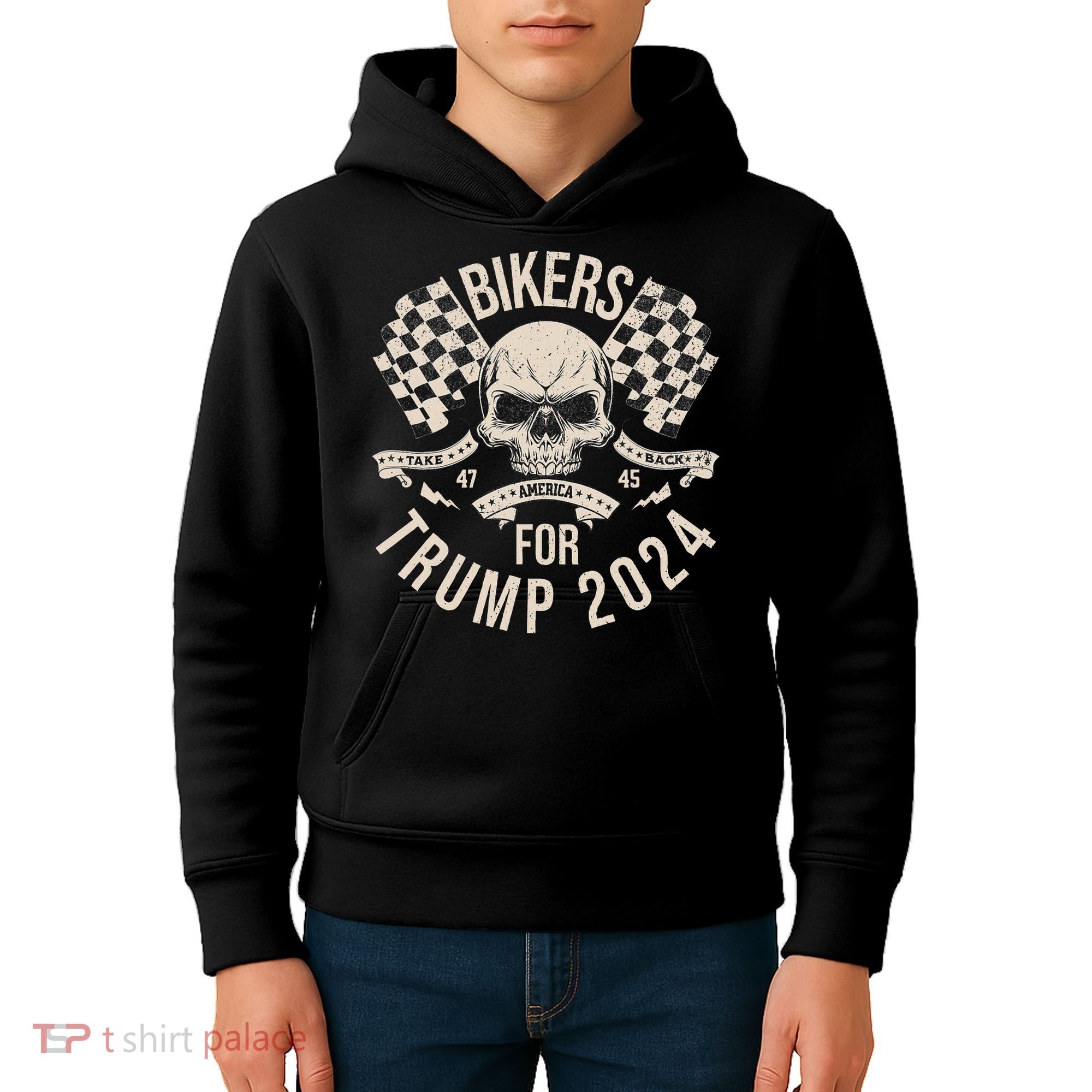 American Bikers For Trump Take America Back 2024 Kids Hoodie