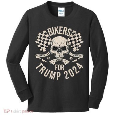 American Bikers For Trump Take America Back 2024 Kids Long Sleeve Shirt