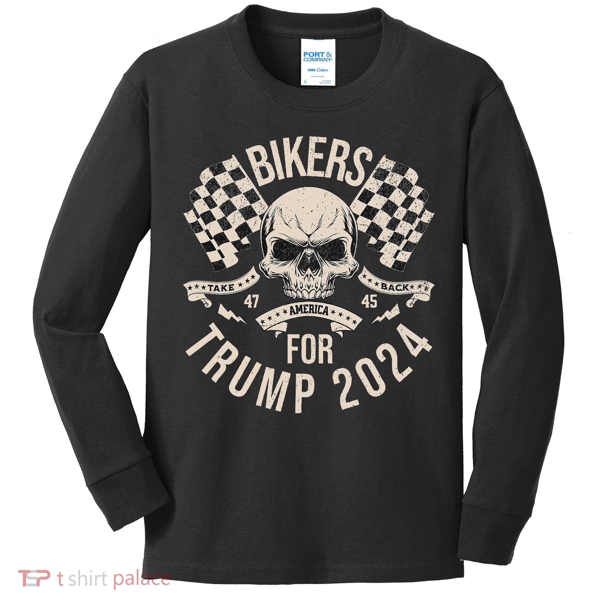 American Bikers For Trump Take America Back 2024 Kids Long Sleeve Shirt