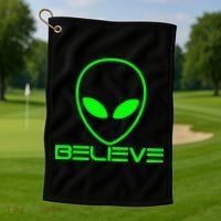 Alien Believe Funny Science Golf Towel thumb 1