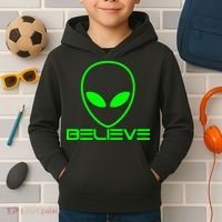 Alien Believe Funny Science Kids Hoodie thumb 2