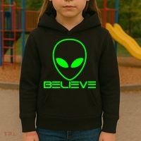 Alien Believe Funny Science Kids Hoodie thumb 3