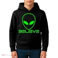 Alien Believe Funny Science Kids Hoodie thumb 4